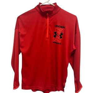Under Armour Kids Red HeatGear Quarter Zip Pullover Long Sleeve Shirt YMD Medium